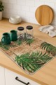 Çiçekli Bej Bulaşık Kurutma Matı Bej Çiçekli Microfiber Bulaşık Kurutma Kurulama Matı MM026