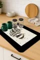 Bal Kabağı Temalı Krem Mutfak Bulaşık Matı Krem Bal Kabağı Temalı Microfiber Bulaşık Kurutma Matı MM020