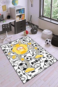 Sarı Kaymaz Tabanlı Yıkanabilir Robotlu Çocuk Halısı AR034 Sarı Kaymaz Tabanlı Yıkanabilir Robotlu Çocuk Halısı AR034
