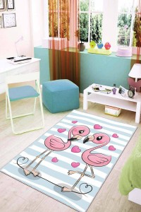 Pembe Kaymaz Tabanlı Yıkanabilir Kuğulu Çocuk Halısı AR036 Pembe Kaymaz Tabanlı Yıkanabilir Kuğulu Çocuk Halısı AR036