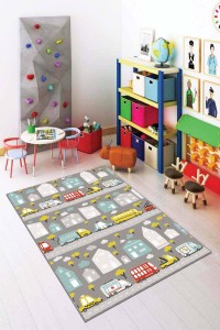 Çok Renkli Kaymaz Tabanlı Oyun Halısı Çocuk Halısı AR058 Çok Renkli Kaymaz Tabanlı Oyun Halısı Çocuk Halısı AR058