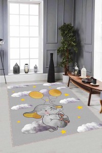 Gri Kaymaz Tabanlı Filli Bebek Halıları Çocuk Halısı AR1019 Gri Kaymaz Tabanlı Filli Bebek Halıları Çocuk Halısı AR1019