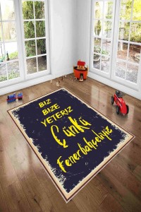 Sarı Ve Lacivert Kaymaz Tabanlı Taraftar Halısı AR1152