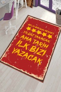 Sarı Ve Kırmızı Kaymaz Taban Taraftar Halısı AR1154 Sarı Ve Kırmızı Kaymaz Taban Taraftar Halısı AR1154