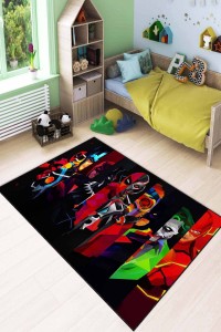 Kırmızı Kaymaz Tabanlı Süper Kahramanlar Çocuk Halısı AR1178 Kırmızı Kaymaz Tabanlı Süper Kahramanlar Çocuk Halısı AR1178