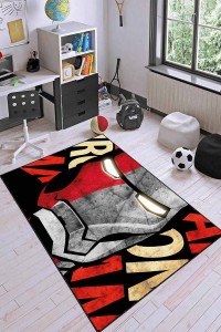 Kırmızı Kaymaz Tabanlı Süper Kahramanlar Çocuk Halısı AR1180 Kırmızı Kaymaz Tabanlı Süper Kahramanlar Çocuk Halısı AR1180
