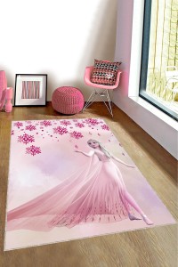 Pembe Kaymaz Tabanlı Elsalı Kız Çocuk Halısı AR1477 Pembe Kaymaz Tabanlı Elsalı Kız Çocuk Halısı AR1477