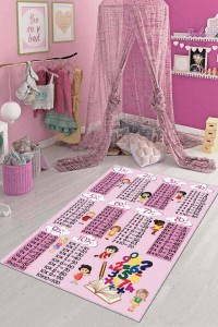 Pembe Kaymaz Taban Çarpım Tablolu Eğitici Çocuk Halısı AR243 Pembe Kaymaz Taban Çarpım Tablolu Eğitici Çocuk Halısı AR243