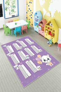 Mor Kaymaz Tabanlı Çarpım Tablolu Eğitici Çocuk Halısı AR275 Mor Kaymaz Tabanlı Çarpım Tablolu Eğitici Çocuk Halısı AR275
