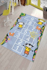 Eflatun Kaymaz Taban Seksekli Oyun Halısı Çocuk Halısı AR745 Eflatun Kaymaz Taban Seksekli Oyun Halısı Çocuk Halısı AR745