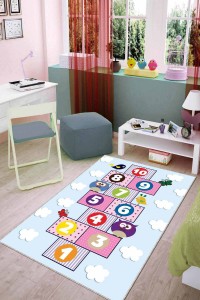 Çok Renkli Kaymaz Taban Seksekli Baykuşlu Çocuk Halısı AR774 Çok Renkli Kaymaz Taban Seksekli Baykuşlu Çocuk Halısı AR774