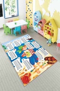 Mavi Kaymaz Taban Çarpım Tablolu Eğitici Çocuk Halısı AR780 Mavi Kaymaz Taban Çarpım Tablolu Eğitici Çocuk Halısı AR780