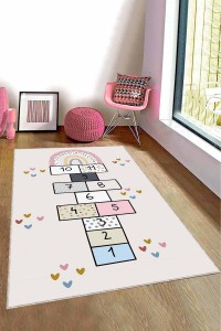 Çok Renkli Kaymaz Tabanlı Seksekli Çocuk Halısı AR825 Çok Renkli Kaymaz Tabanlı Seksekli Çocuk Halısı AR825