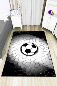 Siyah Ve Beyaz Kaymaz Tabanlı Yıkanır Taraftar Halısı AR840 Siyah Ve Beyaz Kaymaz Tabanlı Yıkanır Taraftar Halısı AR840