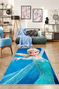 Turkuaz Kaymaz Tabanlı Elsa Anna Kız Çocuk Halısı CK034 Turkuaz Kaymaz Tabanlı Elsa Anna Kız Çocuk Halısı CK034