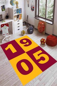 Sarı Ve Kırmızı Kaymaz Tabanlı Yıkanan Taraftar Halısı KD062 Sarı Ve Kırmızı Kaymaz Tabanlı Yıkanan Taraftar Halısı KD062