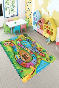 Çok Renkli Kaymaz Tabanlı Bulmacalı Çocuk Halısı KD072 Çok Renkli Kaymaz Tabanlı Bulmacalı Çocuk Halısı KD072