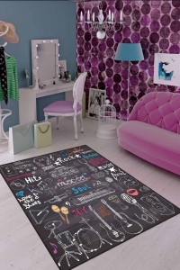 Füme Kaymaz Tabanlı Yıkanır Müzik Temalı Çocuk Halısı KD109 Füme Kaymaz Tabanlı Yıkanır Müzik Temalı Çocuk Halısı KD109