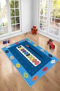 Mavi Kaymaz Tabanlı Yıkanır Eğitici Harfli Çocuk Halısı KD37 Mavi Kaymaz Tabanlı Yıkanır Eğitici Harfli Çocuk Halısı KD37
