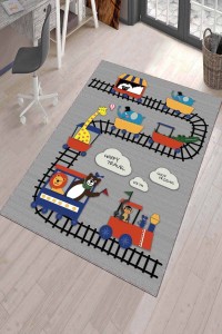 Gri Kaymaz Tabanlı Yıkanabilir Oyun Halısı Çocuk Halısı KD46 Gri Kaymaz Tabanlı Yıkanabilir Oyun Halısı Çocuk Halısı KD46