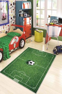 Yeşil Kaymaz Tabanlı Taraftar Halısı Çocuk Halısı KD71 Yeşil Kaymaz Tabanlı Taraftar Halısı Çocuk Halısı KD71