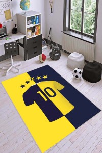 Sarı Lacivert Kaymaz Tabanlı 10 Numara Forma Yıkabilen Halı VH051 Sarı Lacivert Kaymaz Tabanlı 10 Numara Forma Yıkabilen Halı VH051