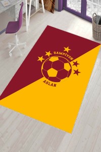 Sarı Ve Kırmızı Kaymaz Taban Makinede Yıkanabilir Taraftar Halısı VH076 Sarı Ve Kırmızı Kaymaz Taban Makinede Yıkanabilir Taraftar Halısı VH076