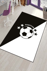 Siyah Ve Beyaz Kaymaz Taban 5 Yıldızlı Taraftar Halısı VH078 Siyah Ve Beyaz Kaymaz Taban 5 Yıldızlı Taraftar Halısı VH078