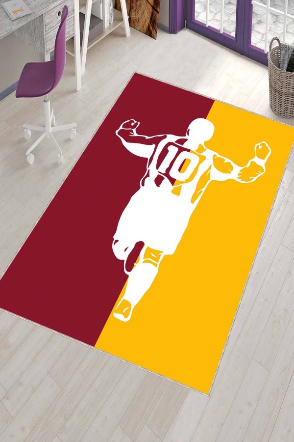 Galatasaraylı Yolluk Sarı Kırmızı Kaymaz Taban 10 Nuumara Taraftar Halısı VH128