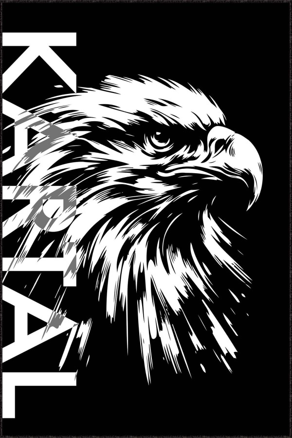 Bjk Li Halı Siyah Beyaz Kaymaz Tabanlı Kartal Taraftar Halısı VH137