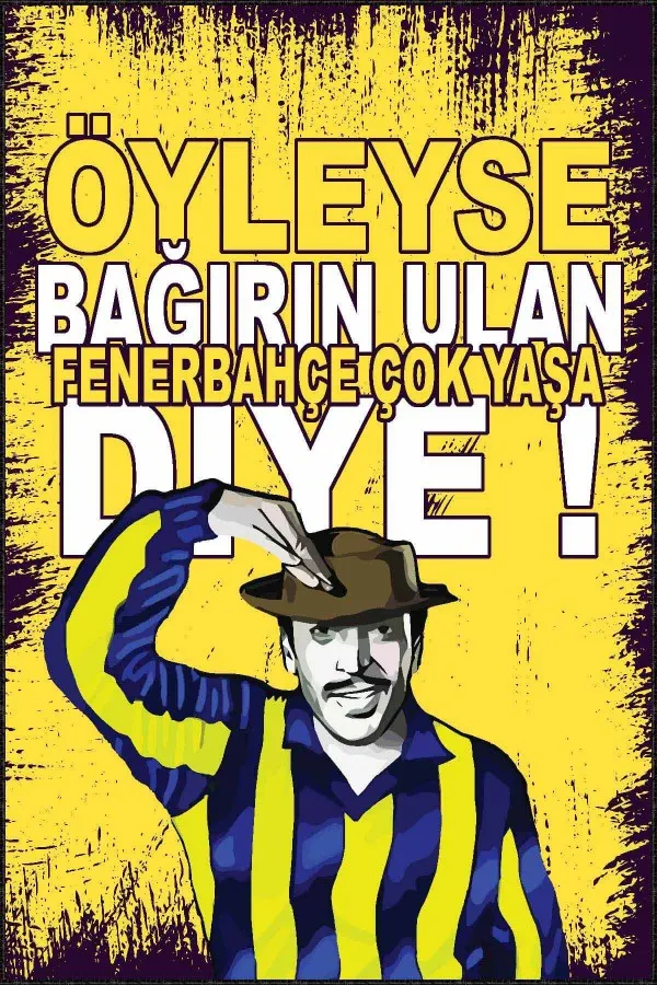 Fenerbahçe Desenli Halı Sarı Lacivert Kaymaz Taban Fenerbahçe Taraftar Halısı AR188