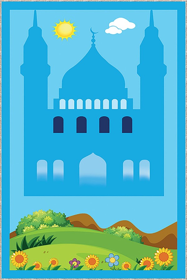 Seccade Çocuk Mavi Cami Temalı Erkek Çocuk Seccadesi CS04