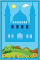 Seccade Çocuk Mavi Cami Temalı Erkek Çocuk Seccadesi CS04
