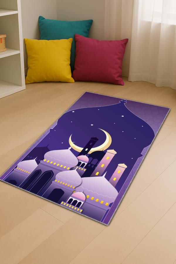 Keçe Çocuk Seccadesi Mor Cami Temalı Unisex Çocuk Seccadesi CS07