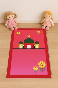 Kırmızı Cami Temalı Kız Çocuk Seccadesi CS23 Kırmızı Cami Temalı Kız Çocuk Seccadesi CS23