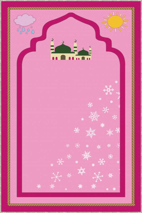 Çocuk Namaz Seccadesi Pembe Cami Temalı Kız Çocuk Seccadesi CS28