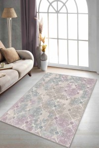Pembe Turkuaz Damask Desen Kaymaz Taban Dekoratif Halı AL009 Pembe Turkuaz Damask Desen Kaymaz Taban Dekoratif Halı AL009