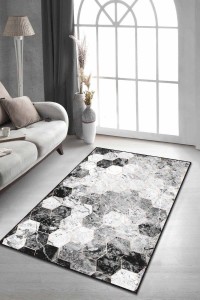 Gri Petek Kaymaz Tabanlı Makinede Yıkanabilir Halı AR006 Gri Petek Kaymaz Tabanlı Makinede Yıkanabilir Halı AR006