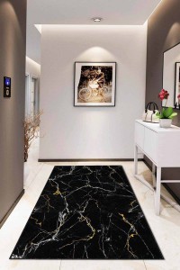 Siyah Mermer Görünümlü Kaymaz Tabanlı Dekoratif Halı AR041 Siyah Mermer Görünümlü Kaymaz Tabanlı Dekoratif Halı AR041