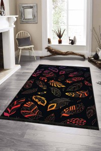 Turuncu Yapraklı Kaymaz Tabanlı Dekoratif Halı AR089 Turuncu Yapraklı Kaymaz Tabanlı Dekoratif Halı AR089