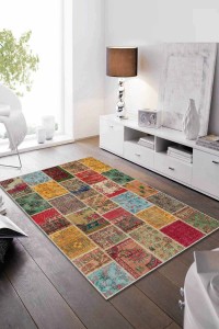 Çok Renkli Patchwork Kaymaz Tabanlı Dekoratif Halı AR129 Çok Renkli Patchwork Kaymaz Tabanlı Dekoratif Halı AR129