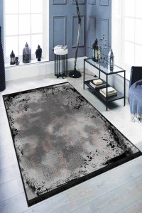 Antrasit Modern Kaymaz Taban Makinede Yıkanabilir Halı AR303 Antrasit Modern Kaymaz Taban Makinede Yıkanabilir Halı AR303