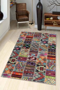 Çok Renkli Patchwork Kaymaz Tabanlı Dekoratif Halı AR749 Çok Renkli Patchwork Kaymaz Tabanlı Dekoratif Halı AR749