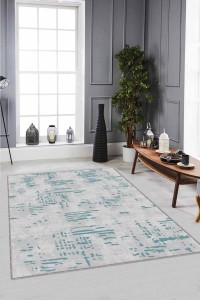 Turkuaz Vintage Kaymaz Taban Makinede Yıkanabilir Halı DR007 Turkuaz Vintage Kaymaz Taban Makinede Yıkanabilir Halı DR007