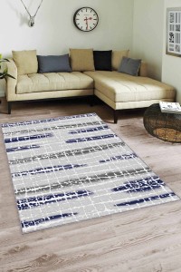 Lacivert Spor Kaymaz Tabanlı Makinede Yıkanabilir Halı FL08