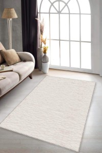 Krem Sade Desensiz Kaymaz Tabanlı Dekoratif Halı KRM055 Krem Sade Desensiz Kaymaz Tabanlı Dekoratif Halı KRM055