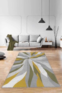 Yeşil Sarı Spor Kaymaz Taban Makinede Yıkanabilir Halı ME002