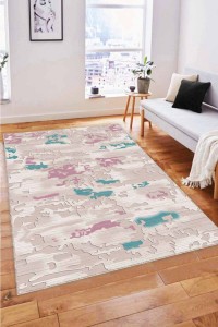 Pembe Turkuaz Vintage Kaymaz Tabanlı Dekoratif Halı NU003 Pembe Turkuaz Vintage Kaymaz Tabanlı Dekoratif Halı NU003