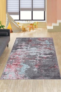 Pembe Mavi Kaymaz Taban Dekoratif Modern Salon Halısı PR021 Pembe Mavi Kaymaz Taban Dekoratif Modern Salon Halısı PR021