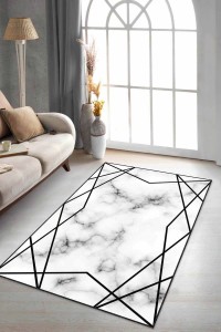 Siyah Prizma Kaymaz Tabanlı Makinede Yıkanabilir Halı RV016 Siyah Prizma Kaymaz Tabanlı Makinede Yıkanabilir Halı RV016